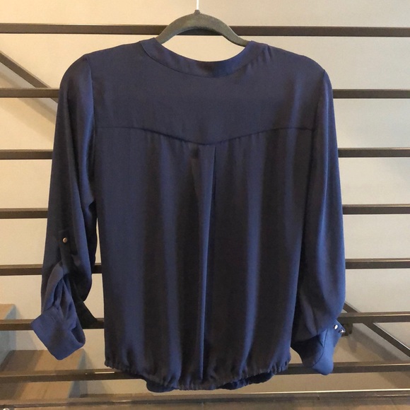 Navy draped blouse - Picture 2 of 2